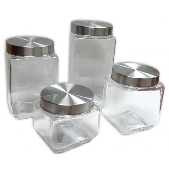 4 piece glass canister set square 