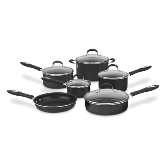 Advantage 11-Piece Black Nonstick Aluminum Cookware Set