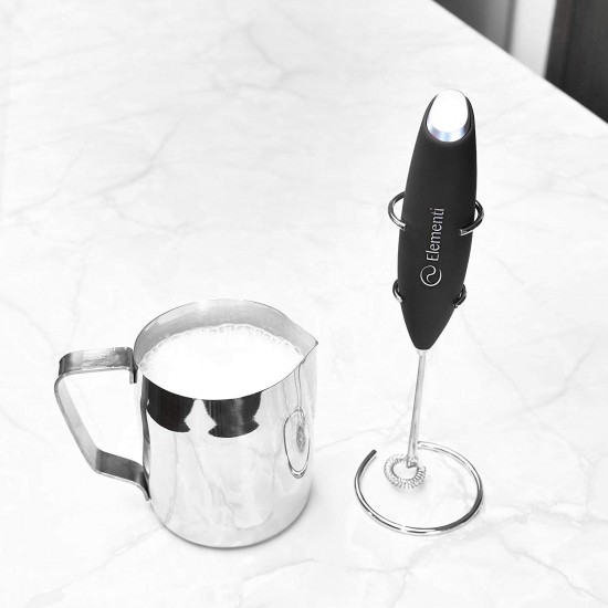 Elementi Electric Milk Frother Handheld Black