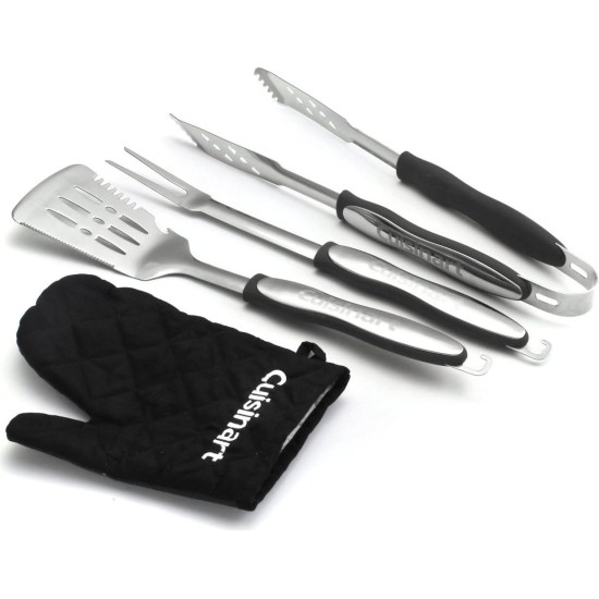 Cuisinart CGS-134BL Grilling Tool Set with Grill Glove, Black (3-Piece) 