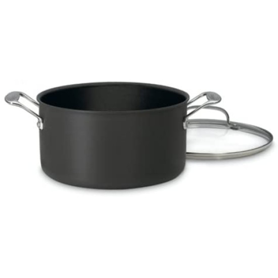 Chef's Classic Nonstick Hard-Anodized 6-Quart Stockpot with Lid,Black