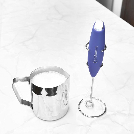 Elementi Electric Milk Frother Handheld Blueberry 