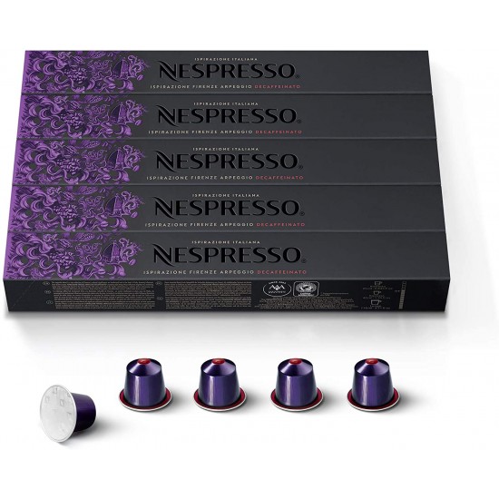 Nespresso Capsules - Arpeggio Decaffeinato - 50 Capsules, 5 Sleeves - New Decaf variety