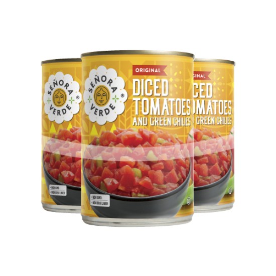 DICED TOMATOES WITH GREEN CHILLIES 10OZ Pack of 3