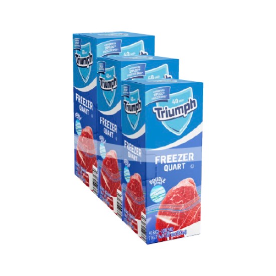 FREEZER BAGS QUART ZIPPER PACK OF 3