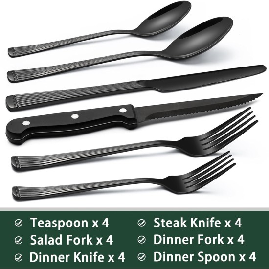 BLACK HAMMERED SILVERWARE SET