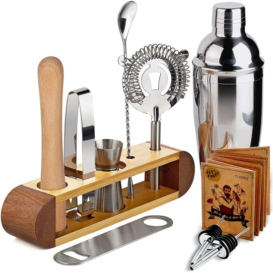 Bartender Kit with Stand, 11-Piece Bar Tool Set Cocktail Set Perfect Home Bartender Set and Martini Shaker Set for Drink Mixing Experience