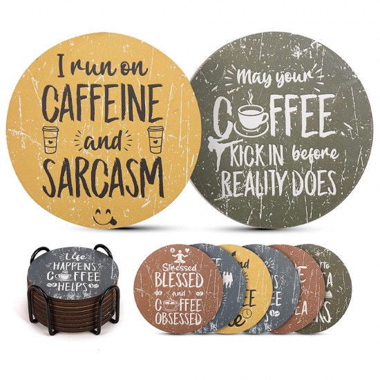FUNNY COASTERS FOR COFFEE TABLE SET OF 6