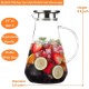 Tbgllmy 2 Liter 68 Ounces Glass Pitcher With Lid, Hot&Cold Water Pitcher With Handle, for Homemade Fruit Beverage, Juice, Iced Tea and Milk 