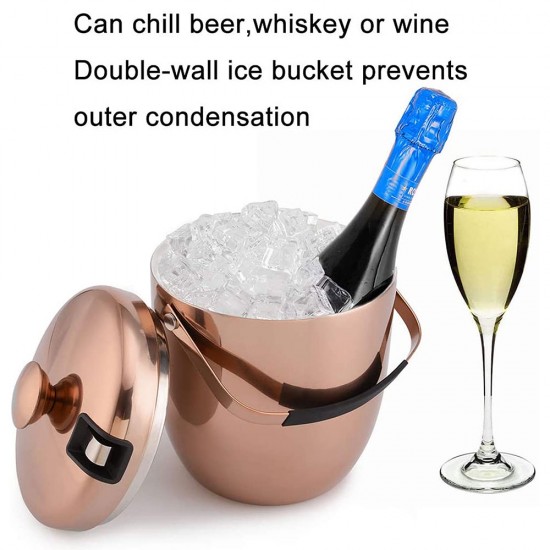 3LTR COPPER ICE BUCKET WITH COVER AND TONG