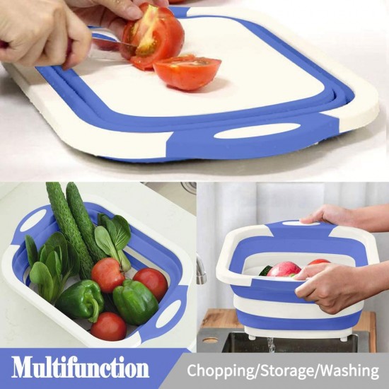 Rottogoon Collapsible Cutting Board with Knife White and Blue