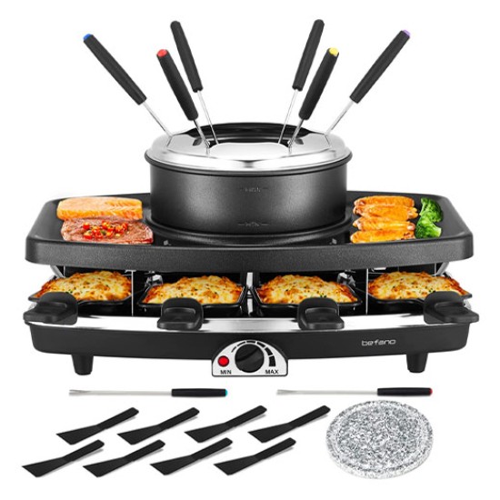 Befano Electric Raclette BBQ Grill with Fondue Pot Sets