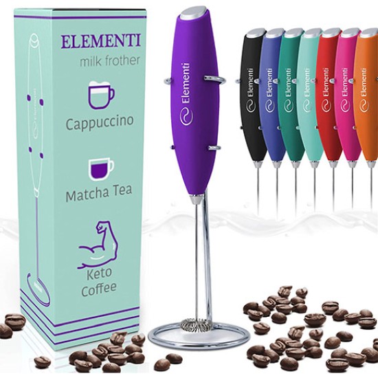Elementi Electric Milk Frother Handheld - Purple