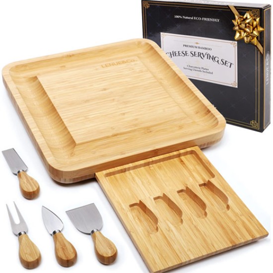 LENUE Premium Bamboo Cheese Board