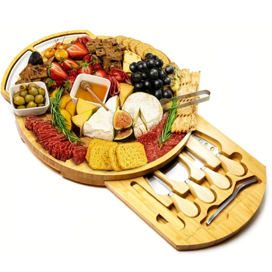 13" Round Cheese and Charcuterie Board Set