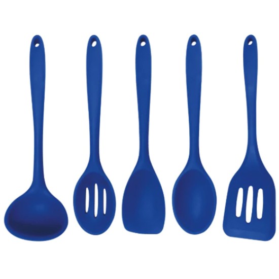 BLUE 5-PIECE SILICONE COOKING TOOLS