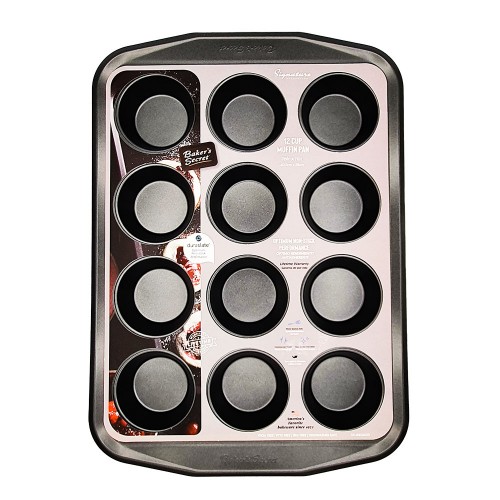 Baker's Secret 12cup Muffin Pan Cupcake Nonstick Pan - Carbon Steel Pan  Muffins Cupcakes 2 Layers Non Stick Coating Easy Release Dishwasher Safe  DIY Bakeware Baking Supplies - Advanced Collection 