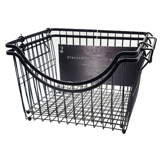 LARGE STACKABLE WIRE BASKET GREY