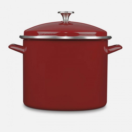 CHEF CLASSIC ENAMEL ON STEEL COOKWARE 12 QUART STOCKPOT WITH COVER RED