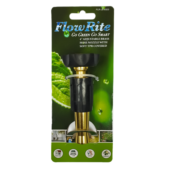 4" Adjustable Brass Hose Nozzle with Soft TPR Covered