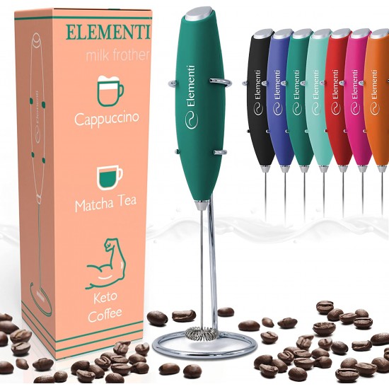 Elementi Electric Milk Frother Handheld Green