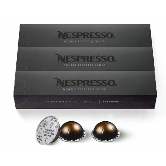 Nespresso Capsules VertuoLine, Double Espresso Scuro, Dark Roast Espresso Coffee, 30 Count Coffee Pods, Brews 2.7oz