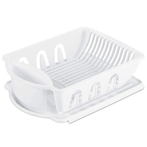 Sterilite Plastic Nesting Dish/Cutlery Drying Rack & Drainboard Tray For  Kitchen, White