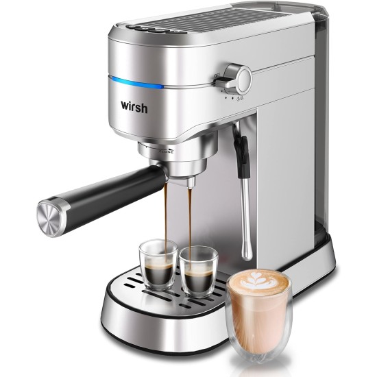 Wirsh Espresso Machine,20 Bar Espresso Maker with Commercial Steamer for Latte and Cappuccino, Expresso Coffee Machine