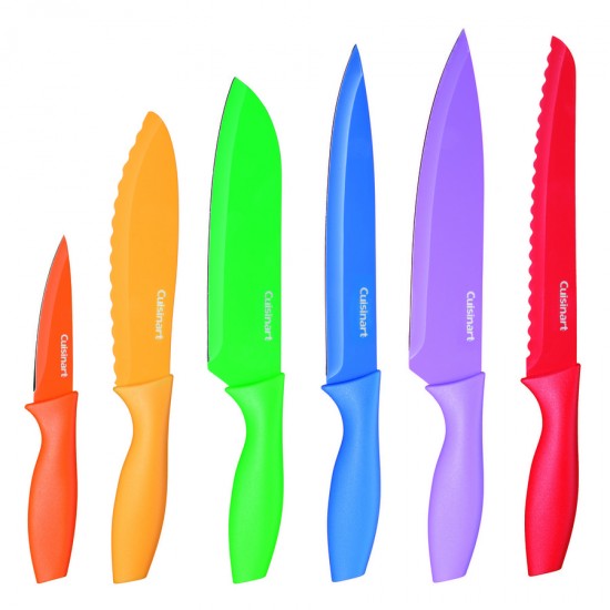 12 PIECE NONSTICK COLOR KNIFE SET WITH BLADE GUARDS