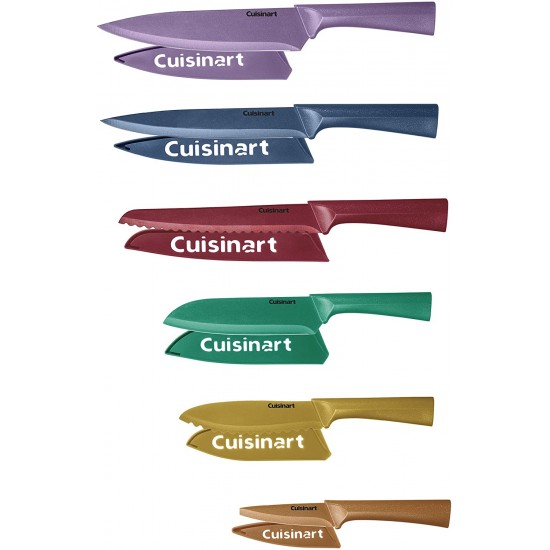 12 Piece Metallic Knife Set With Blade Guards, Multicolor