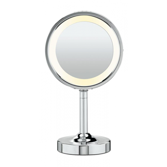 Double-Sided Lighted Round Mirror