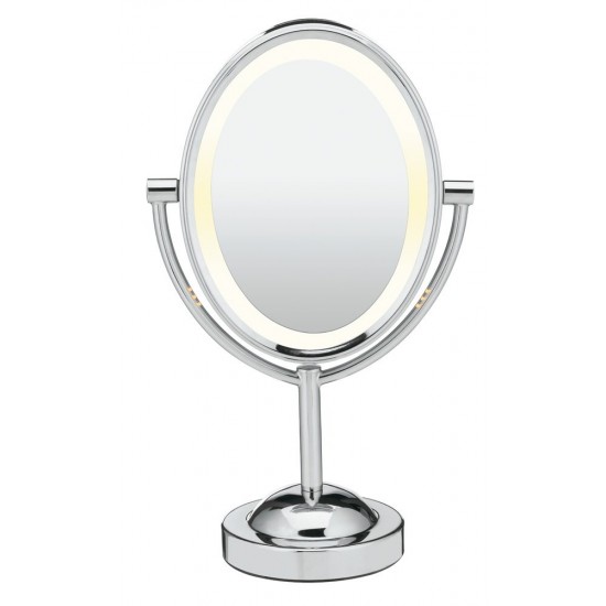 Double-Sided Lighted Oval Mirror