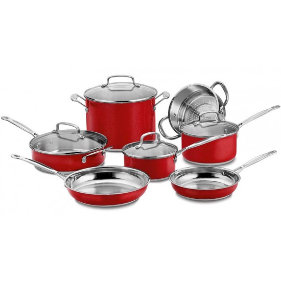 11-Piece Classic Cookware Set, Red 