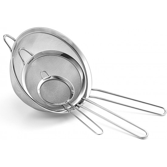 Set of 3 Fine Mesh Stainless Steel Strainers