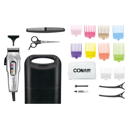 Number Cut 20-piece Haircut Kit, Home Hair Cutting Kit with Number-Coded Clipper and Easy-to-Read Chart, Silver